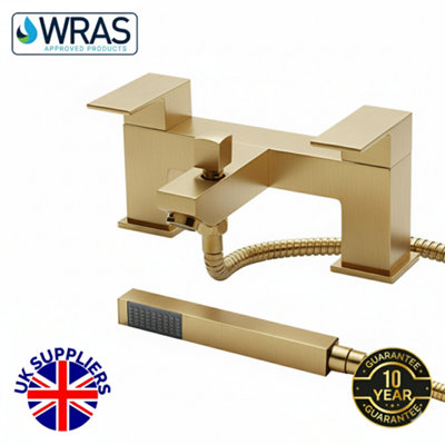  - Solo Brushed Brass Bath Shower Mixer & Handset