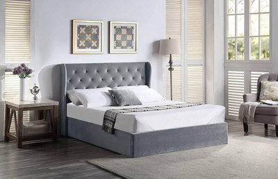 Home Treats Velvet Ottoman Storage Bed Frame With Pocket Sprung Mattress