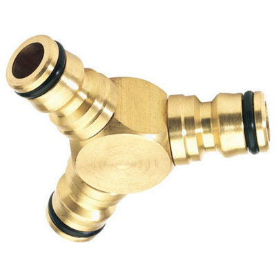 SolaDirect 1/2" Male Y Splitter Piece Brass Three Way Garden Hose Male Quick Connector from B&Q