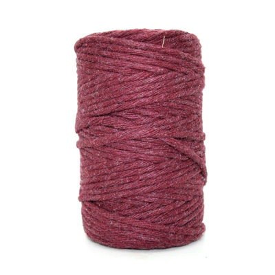 SolaDirect Premium Maroon Macrame Cord Twine50 M / 164 Ft Of 3 mm Thick Natural Cotton Thread Yarn Macrame Rope (Reel) from B&Q