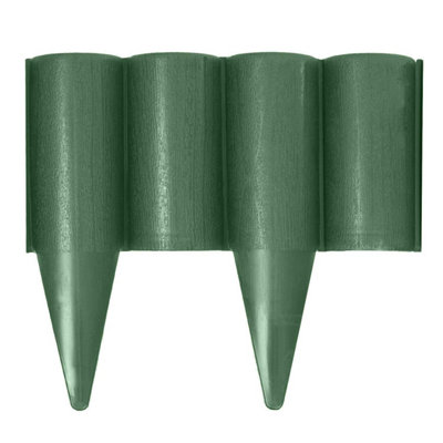 SolaDirect Green Lawn Edging Border Palisade2.5 Metres / 8.2 Ft LongGarden Fencing With Wood Log Texture And Ground Stakes from B&Q