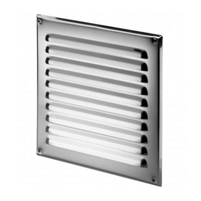 SolaDirect 165 X 165 mm Polished Chrome Air Vent Grille With Fly Screen Metal Ventilation Ducting Cover from B&Q