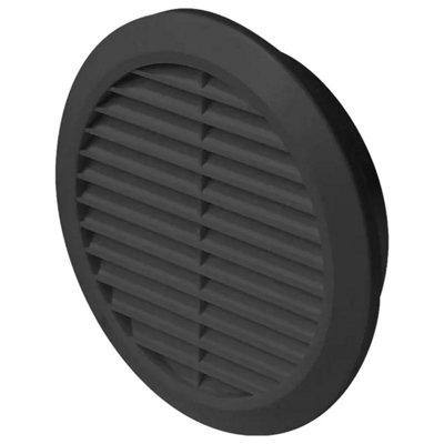 SolaDirect Graphite Grey Louvred Wall Vent Grille With Flyscreen For 100 mm / 4" Round Wall OutletAir Ventilation Duct Cover With Flange from B&Q