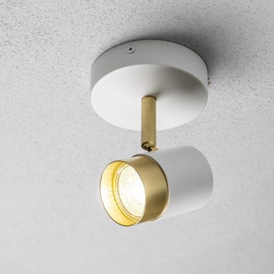 CGC Lighting Cgc Orio White And Brushed Gold Single Gu10  Adjustable Ceiling Spot Light from B&Q
