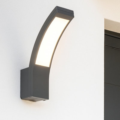 CGC Lighting Cgc Outdoor Wall Light Grey Garden Porch Security Led Integrated Curved from B&Q