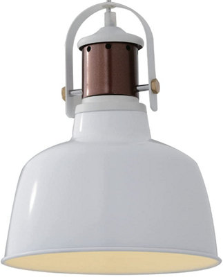 CGC Lighting Cgc White Metal Dome Pendant Ceiling Kitchen Island Light from B&Q