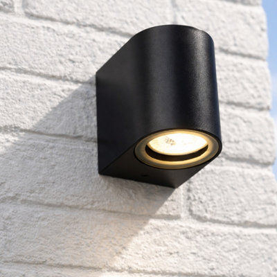 CGC Lighting Cgc Black Up Or Down Gu10 Wall Light Curved Outdoor Garden Ip44 Weatherproof Polycarbonate Outside Door Patio Terrace Wall Lamp from B&Q