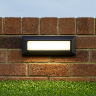 CGC Lighting Cgc Dark Grey Slim Wall Brick Light Surface Mount Led Natural White Colour  Weatherproof  Polycarbonate Outside Driveway Gate Lamp from B&Q