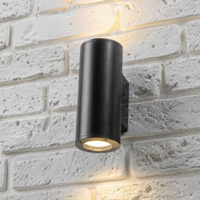 CGC Lighting Cgc Black Up And Down Gu10 Wall Light Curved Outdoor Garden Ip54 Weatherproof Polycarbonate Outside Door Patio Wall Lamp from B&Q