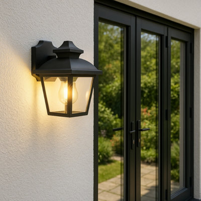CGC Lighting Cgc Black Outdoor Wall Lantern Modern Vintage Light Garden Porch Patio Door Lamp Ip44 Weatherproof Polycarbonate E27 Screw from B&Q