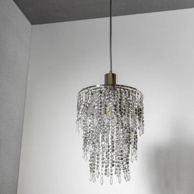 Cgc Ing Cgc Large Chandelier Shade For Ceiling Pendant Easy Fit Crystal Lamp Shade Lampshade Diameter 22 Cm 3 Tier Light/Silver