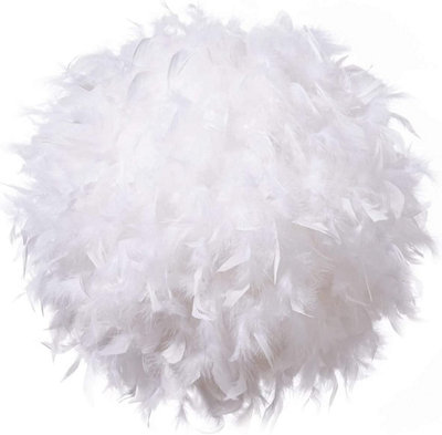 CGC Lighting Cgc White Feather Light Shade For Ceiling Pendant Light Fluffy Lamp Shade Lampshade For Table Lamp Floor Lamp Diameter 40Cm from B&Q