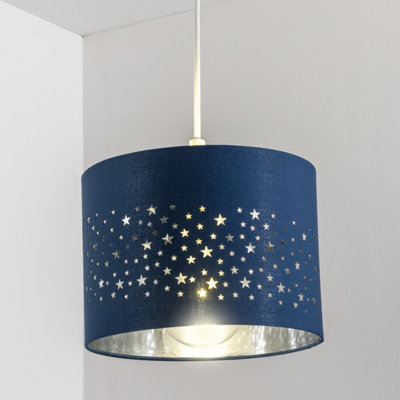 Cgc Ing Cgc Round Drum Childrens Lampshade Star Pattern Navy Shade Kids Light
