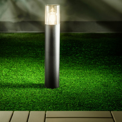 CGC Lighting Cgc Dark Grey Anthracite Outdoor 0.5M Post Bollard Light Smoked Diffuser Modern Garden Patio Outside Driveway Path Terrace E27 from B&Q
