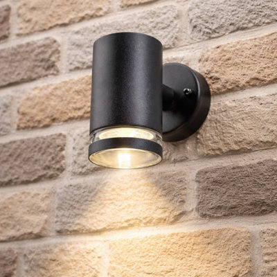 CGC Lighting Cgc Black Down Outdoor Wall Light Clear Ring Diffuser Modern Design Garden Patio Outside Door Terrace Gu10 Ip54 Weatherproof from B&Q