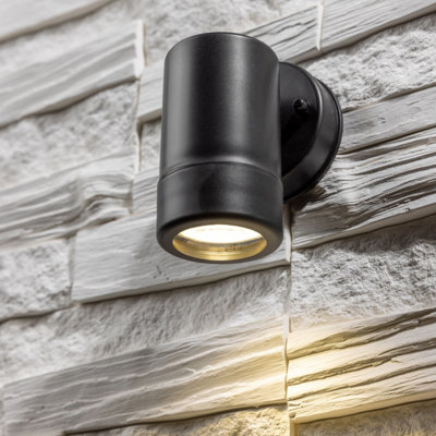 CGC Lighting Cgc Black Down Outdoor Wall Light Gu10 Outside Garden Patio Garage Door Lamp Ip54 Weatherproof Polycarbonate Corrosion Resistant from B&Q