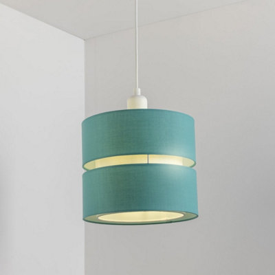 CGC Lighting Cgc Two Tier Teal Layer Lampshade Shade 30Cm Ceiling Pendant Table Lamp Bedside Bedroom Lounge Hallway Kitchen from B&Q