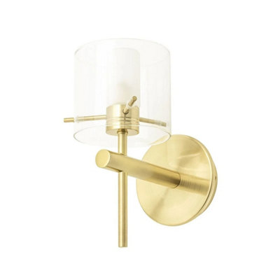 CGC Lighting Cgc Riley Satin Brass & Glass Cylinder Wall Light from B&Q