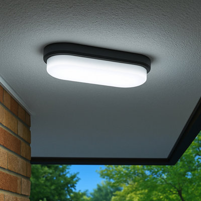 CGC Lighting Cgc Sonny Black Opal Oval Outdoor Wall Ceiling Light Bulkhead 12W from B&Q