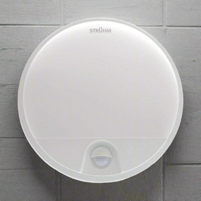CGC Lighting LeahCgc White Opal Round Outdoor Outside Security Bulkhead Wall Light 15W Pir Motion Sensor from B&Q