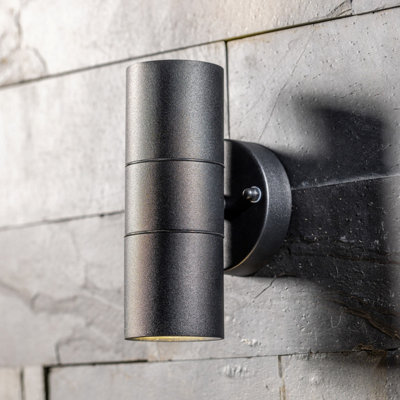 CGC Lighting Cgc Mia Dark Grey Stainless Steel Gu10 Up And Down Outdoor Wall Light Ip44 from B&Q