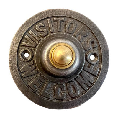 Thorness Cast Iron Traditional Round Doorbell Push ButtonFeatures The Words Visitors Welcome. from B&Q