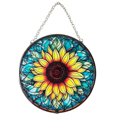 Thorness Sunflower Design Stained Glass 15Cm Diameter Suncatcher from B&Q
