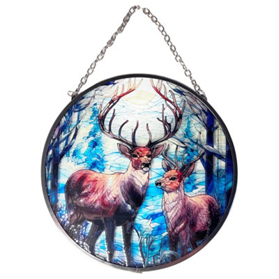 Thorness Reindeer Design Stained Glass 6 Inch Suncatcher from B&Q