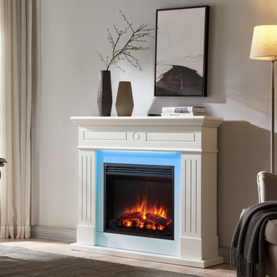  - Flamme Everleigh Electric 110Cm / 43" Fireplace Suite Multiple Colour Options Avaliable (White)