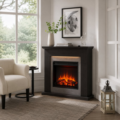  - Flamme Mardella Electric Fireplace With 40" Surround With 2Kw Fireplace Heater Espresso Oak Multiple Colours Available