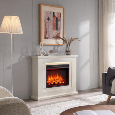Flamme Evora Electric Fireplace With 39'' Surround With 2Kw Fireplace Heater White Multiple Colours Available from B&Q