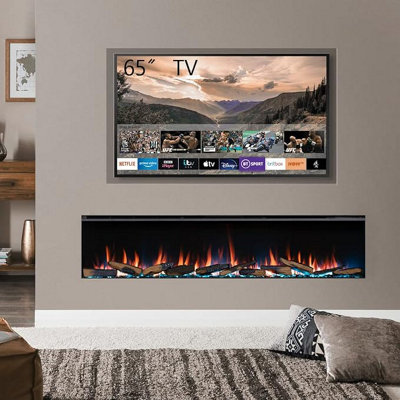 Flamme Knighton 71" 1/2/3-Sided Electric Media Wall FireplaceApp Control2 Heat Settings 900-1800WLogs & Crystals Included from B&Q