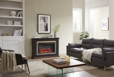 Flamme Evora Electric Fireplace With 47'' Surround With 2Kw Fireplace Heater Espresso Oak Multiple Colours Available from B&Q