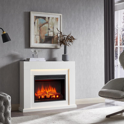Flamme Madura Electric Fireplace With 39'' Surround With 2Kw Fireplace Heater White Multiple Colours Available from B&Q
