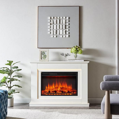 Flamme Casella Electric Fireplace With 43" Surround Freestanding 2Kw Heater Remote White from B&Q