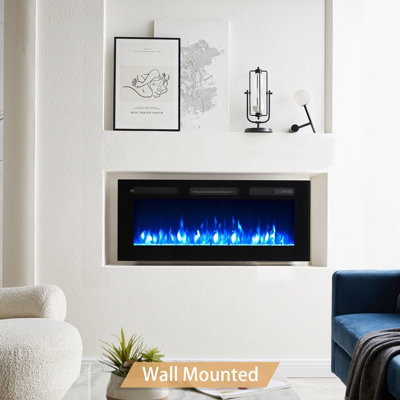 B&Q Flameko 40" Wilton 3 In 1 Electric Fireplace, Freestanding, Wall Mounted, Recessed, Media Wall, Remote Control