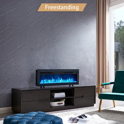 Flameko Dilton 40" 3-In-1 Electric Fireplace With Logs & Crystals9 Colour Flame EffectMedia Wall Compatible1.8Kw Heater from B&Q