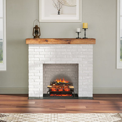 B&Q Flamme 23" Portable Basket Electric Fire, 1000W/2000W Heater, Log Set, Crackling Sound Effect, Remote Control