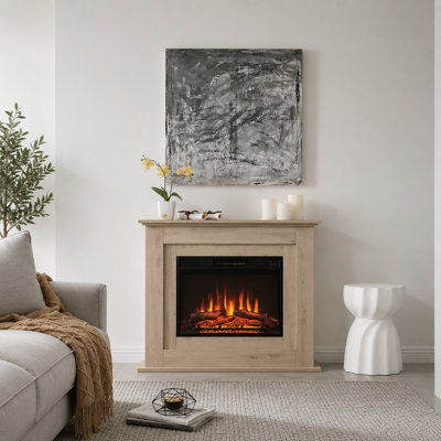 B&Q Flameko 39" Savannah Fireplace With Surround And Realistic Flame Effect Heater Natural Bronx Oak Multiple Colours Available Light