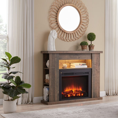 Flamme 43" Lipson Freestanding Fireplace Suite Rustic Dark Oak Multiple Colours Available from B&Q