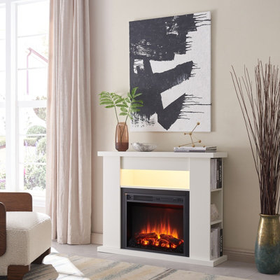 Flamme 43" Lipson Freestanding Fireplace Suite White Multiple Colours Available from B&Q