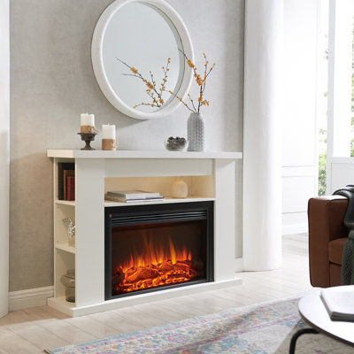 B&Q Flamme 51" Lipson Freestanding Fireplace Suite Multiple Colours Available White