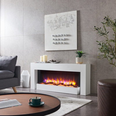 Flamme Kingston 52" Freestanding Electric Fireplace 1Kw/2Kw Heater3 Flame ColoursLogsPebbles & Crystals Included from B&Q