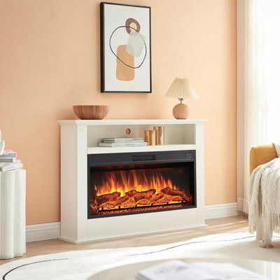 Flameko Sahara Electric Fireplace With 105Cm/41" Surround And Realistic Flame Effect Heater White Multiple Colours Available from B&Q