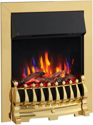 B&Q Flameko 16" Verona Electric Fireplace Insert 2Kw Heater Brass Multiple Colours Available