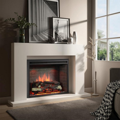 B&Q Flamme 30" Wembury Fireplace Media Wall Insert 2Kw Heater