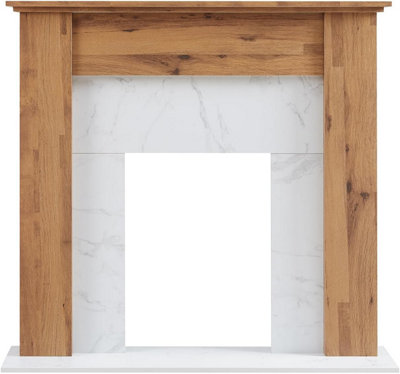 Flameko 43" Mantel Surround For Verona Insert Suitable For All 16" Electric Fireplace InsertsDark Bronx Oak And White from B&Q