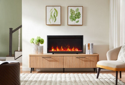 Flameko Avena 36" 3-In-1 Slim Frame Recessed Electric Fireplace With Multi Flame ColoursWith Logs & Crystals1.5Kw Heater from B&Q