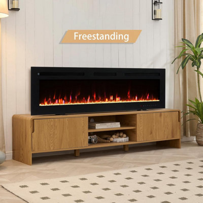 Flameko Winslow 60" Wall Mounted/media Wall/free Standing Fireplace With Realistic Flame Effect Heater 9 Colour Flame Effect from B&Q