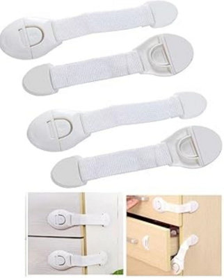Start and Drive SdChild Safety Cupboard Straps Door Locks For Cabinets Drawers Kitchen Toilet Fridge Baby Proofing Kit (Pack Of 04) from B&Q